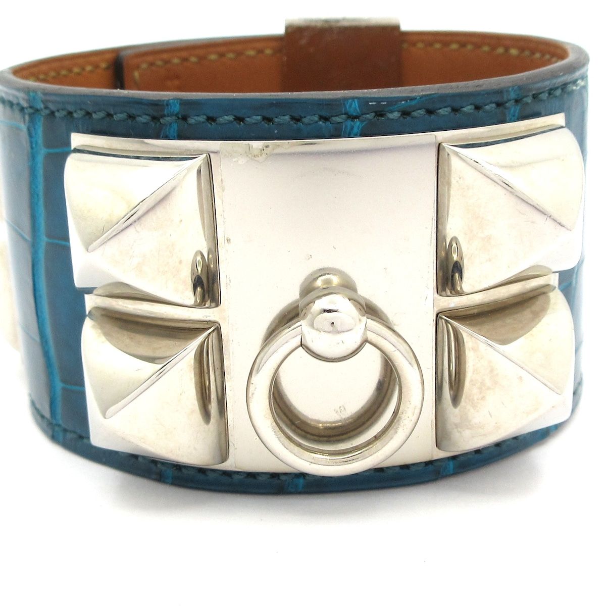 HERMES エルメス ブレスレット コリエドシアン メドール ブルーイズミール シルバー金具