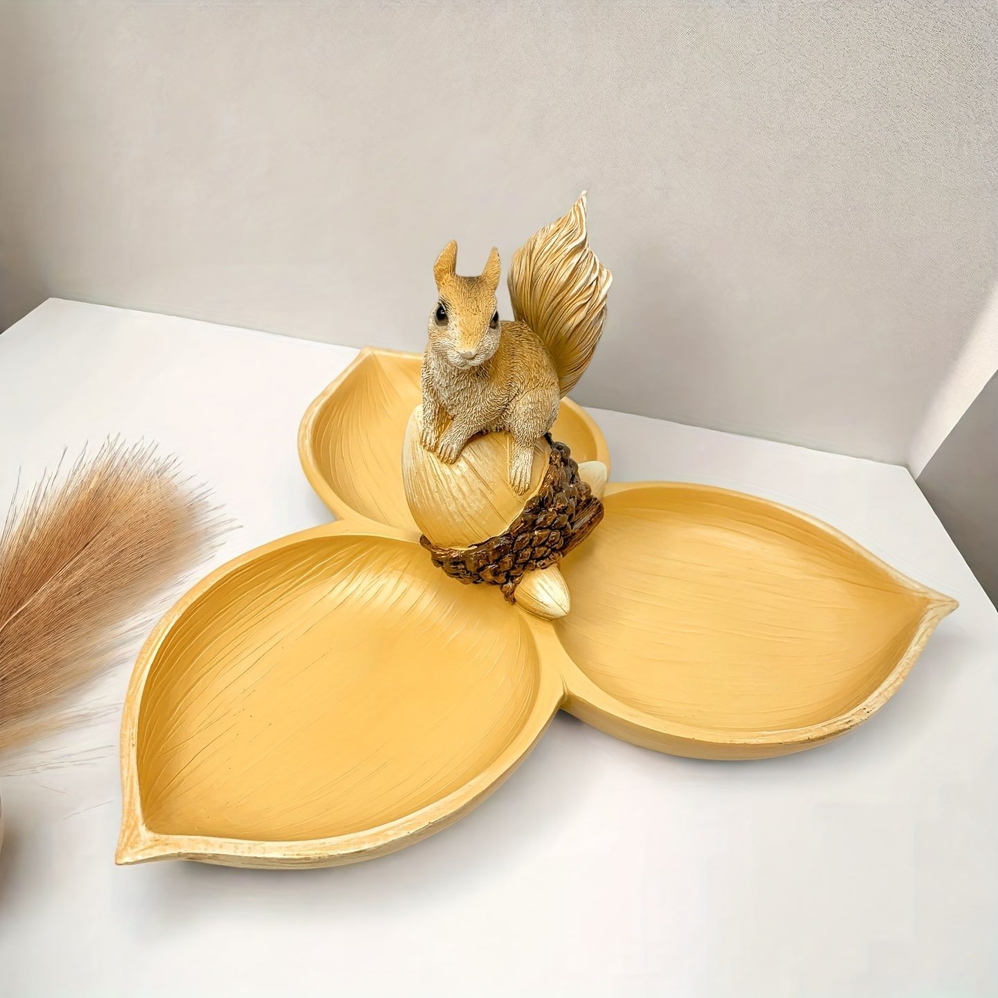 小物入れ 鍵置き 置物 インテリア オブジェ リス りす イエロー シルバー 2 玄関 鍵 インテリアトレイ 雑貨 オシャレ 樹脂