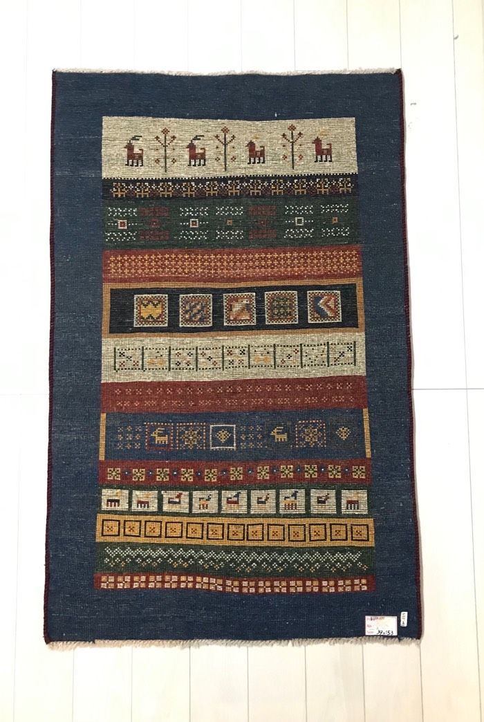 ギャッベ 手織りウールラグ 97 153 cm カシュガイ