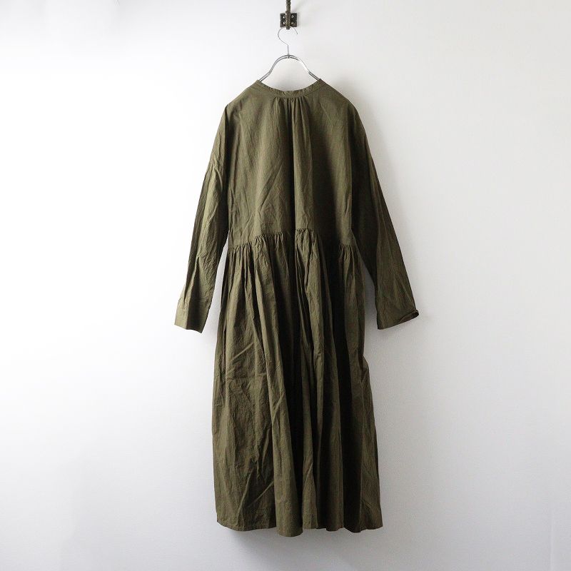 ガーゼ Gauze GATHER SHIRT DRESS スイッチングギャザーシャツドレス F オリーブ