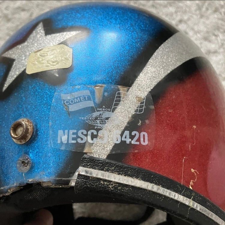 サンダーボルト NESCO☆ビンテージヘルメット 1970年代 XLサイズ 赤 青