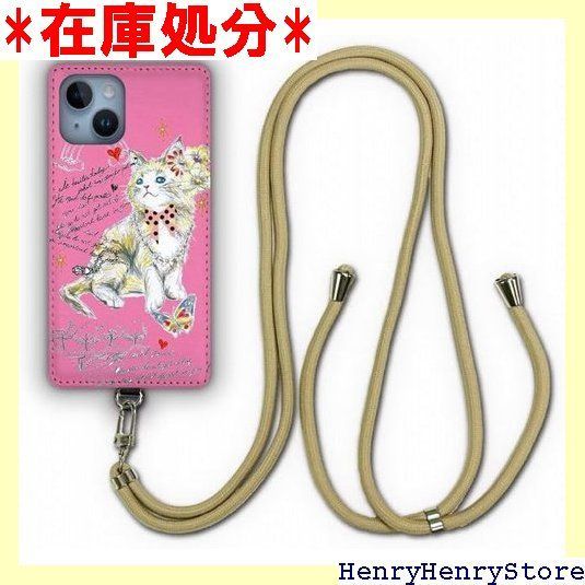 ス ScoLar デザイン iPhone 14 ケース スマホショルダー アイフォン14 スマホケース ショルダーストラップ ショルダーケース スマホストラップ カバー スマホカバー 猫柄 ハート 蝶 花 ピンク かわいい 913