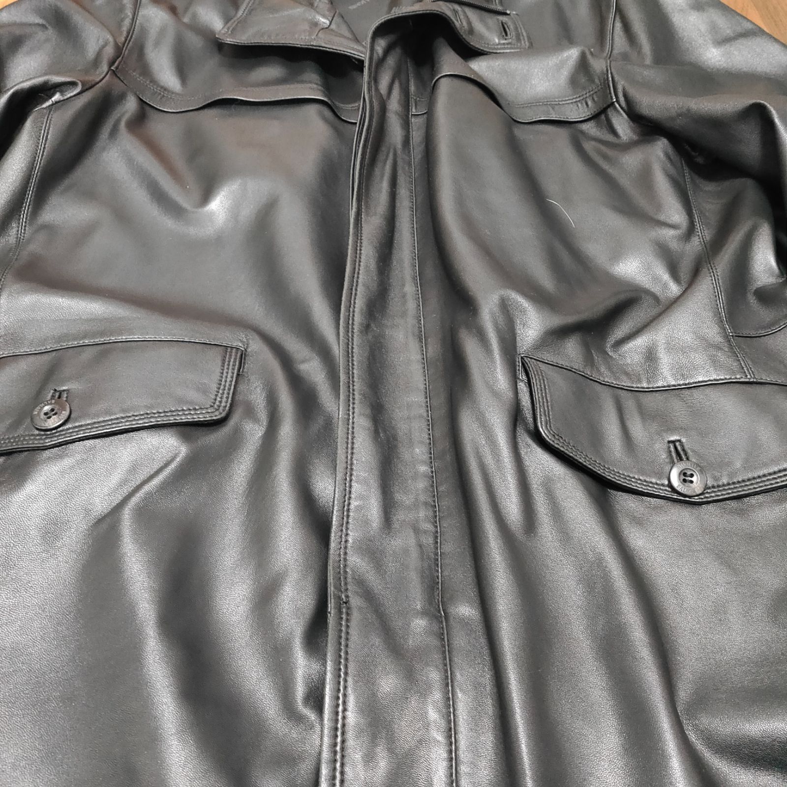 美品 】BALMAIN バルマン レザーコート ラムレザー LLサイズ ブラック