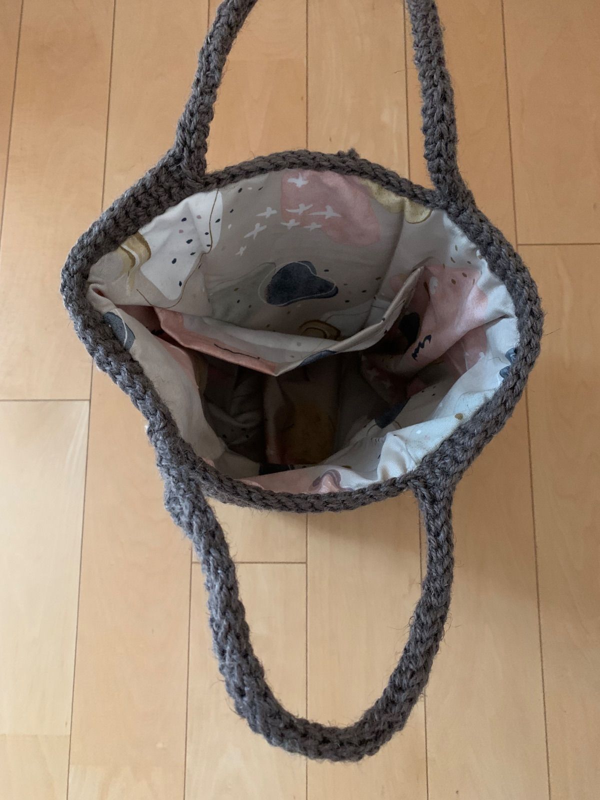 ハンドメイド 柴犬 麻紐バッグ 麻紐バック - ズパゲッティ 柴犬柄 犬柄