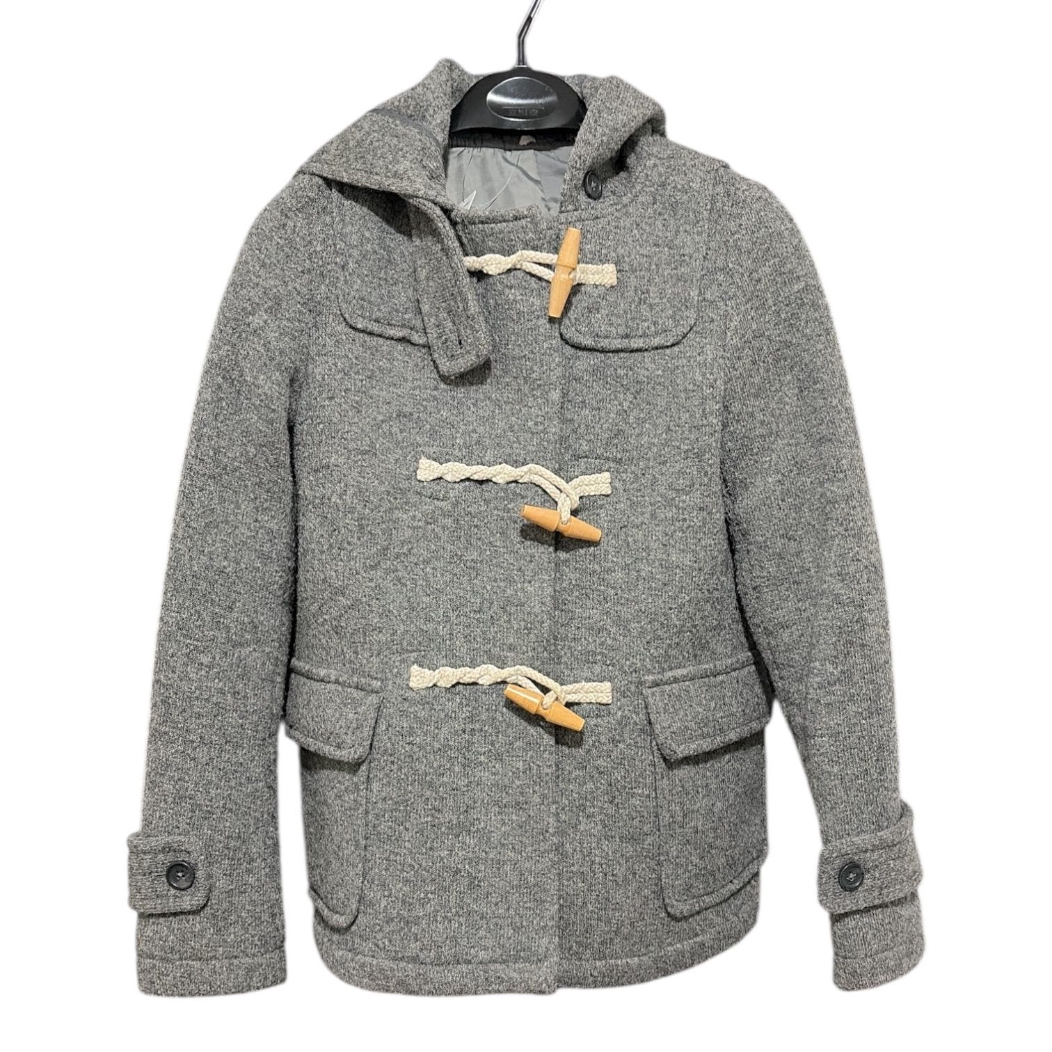 Z1634無印 グレー ダッフルコート ウール混合ダッフルジャケット