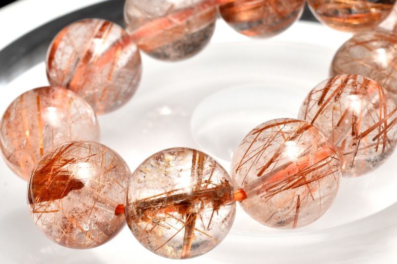 １点物 透明 内包美 ブロンズルチルクォーツ 12-12.5 mm ブレスレット パワーストーン 天然石 _MC 1224
