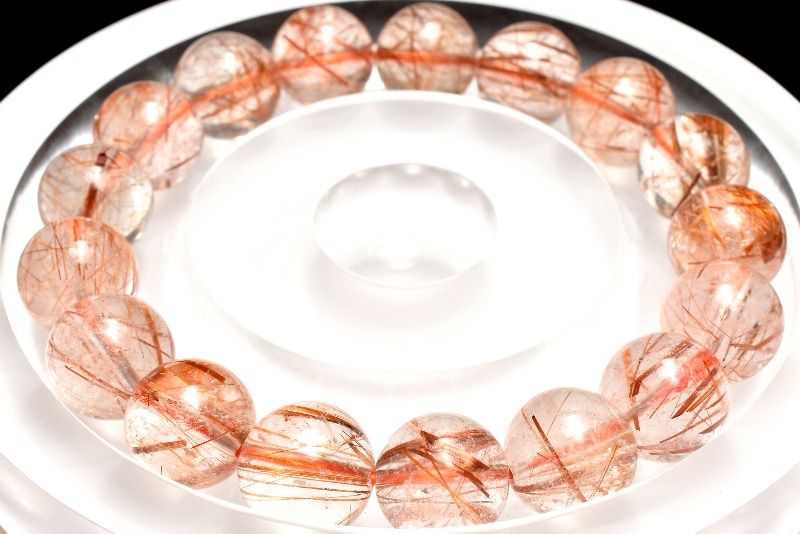 １点物 透明 内包美 ブロンズルチルクォーツ 12-12.5 mm ブレスレット パワーストーン 天然石 _MC 1224