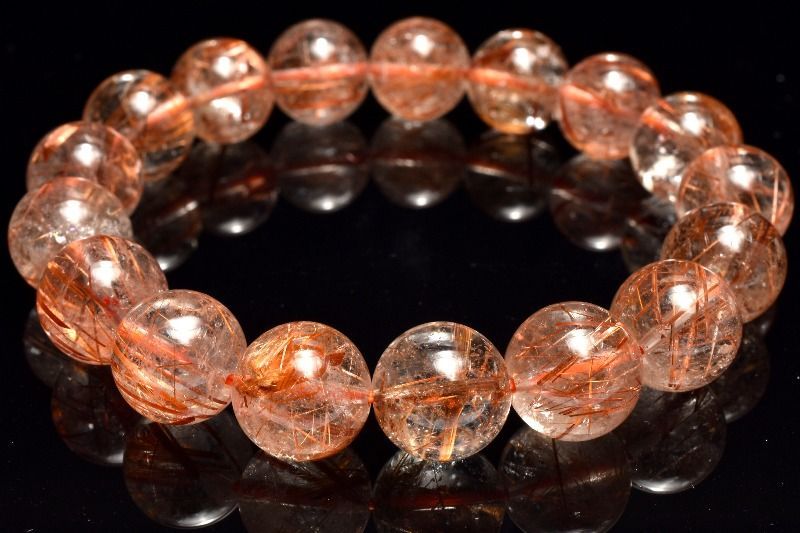  １点物 透明 内包美 ブロンズルチルクォーツ 12 5 mm ブレスレット パワーストーン 天然石 _MC 1224 ブレスレット バングル アクセサリー