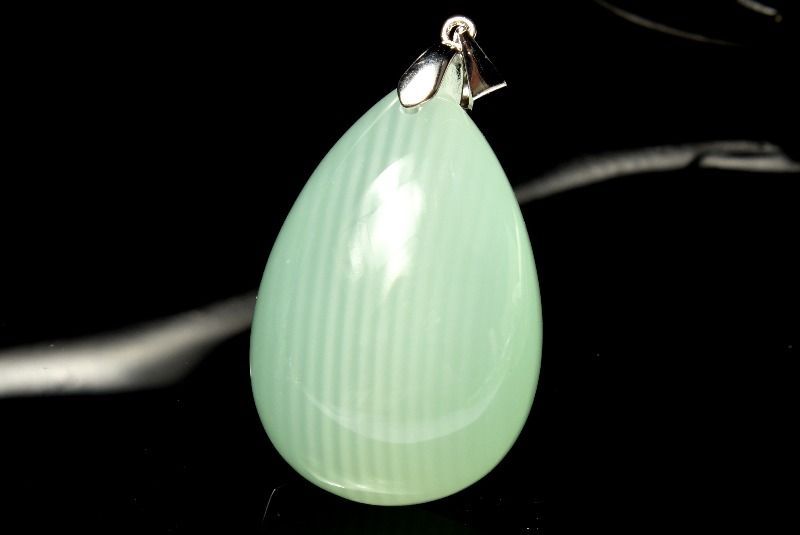 1点物】透明感◇上質 シルバー925 サーペンティン(蛇紋石) 30x20mm