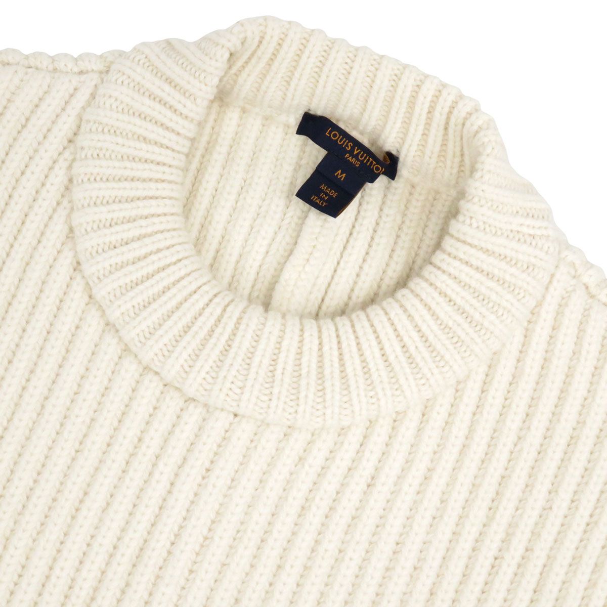 LOUIS VUITTON ホワイトリブセーター Louis Vuitton // White & Multi Knit Cropped Sweater – VSP Consignment