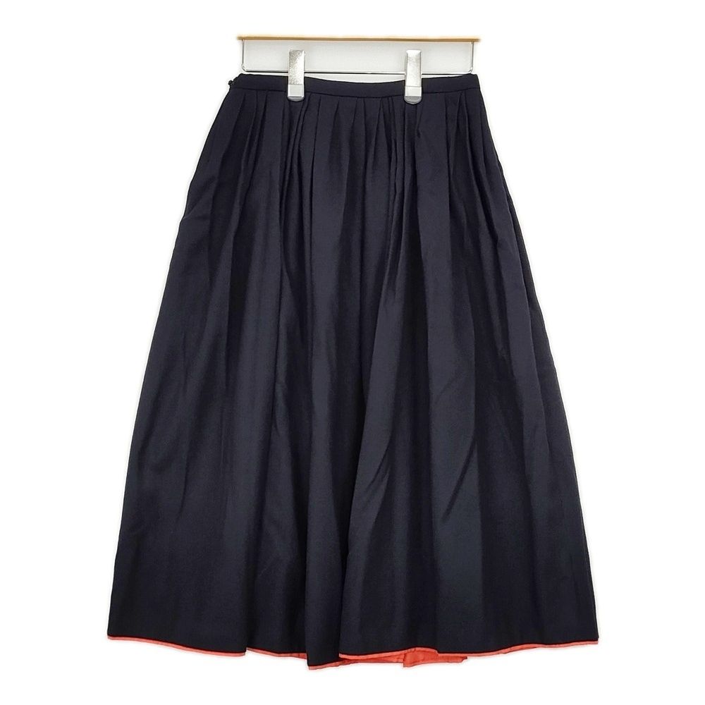 mina perhonen ua 5987 ウールタックスカート 36 tranquil バイ ロングスカート ネイビー オレンジ レディース ミナペルホネン 5-1111 T