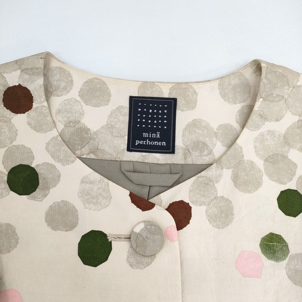 mina perhonen glimmer na6220 シルクコート ノーカラー シャンタン 日本製 アイボリー レディース ミナペルホネン【中古】5-1111T△ mina perhonen glimmer na6220 シルクコート ノーカラー シャンタン