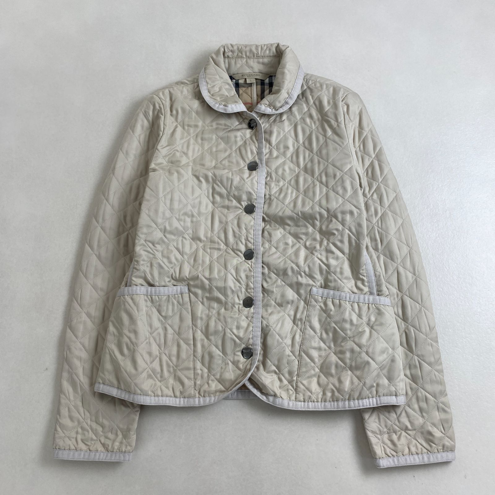 BURBERRY BRIT キルティングジャケット ノバチェック ベージュ S バーバリーブリット