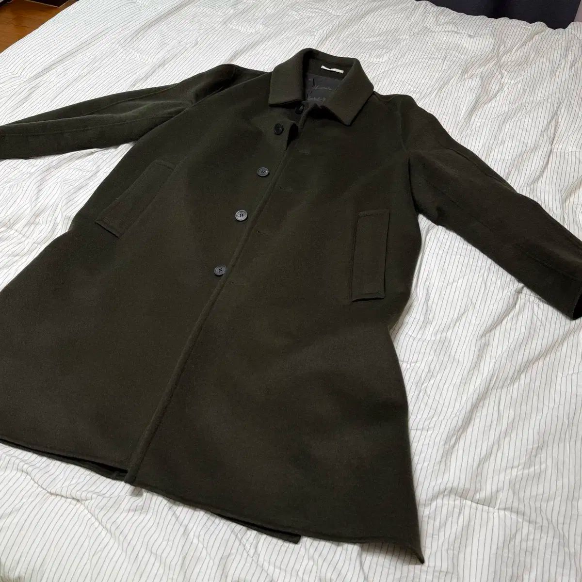 ボーン マグナム カシミア バルマカーン コート バックプリント グースダウン カーキ 2 XL