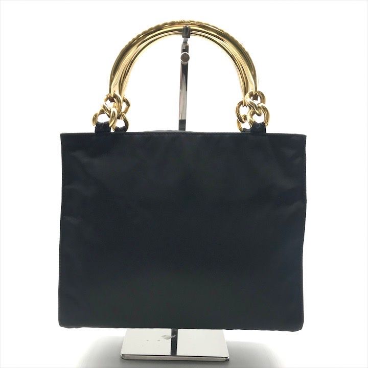 PRADA プラダ 三角ロゴ プレート ナイロン テスート メタル ハンドル ハンド バッグ ブラック レディース ブランド かばん r 448