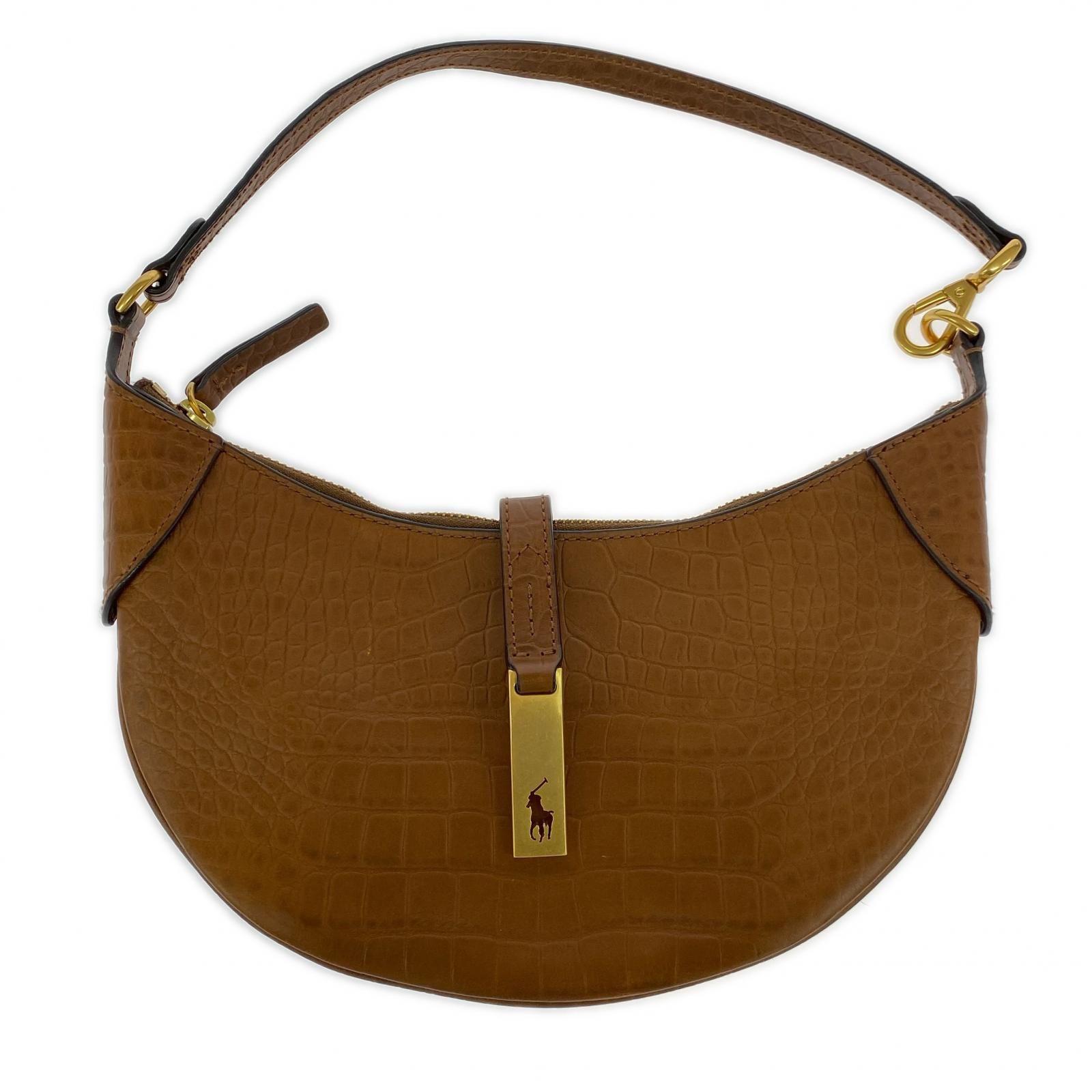 POLO RALPH LAUREN ｸﾛｺ型押し ﾚｻﾞｰﾊﾝﾄﾞﾊﾞｯｸﾞ