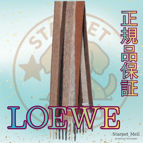 LOEWE ロエベ ベージュのストライプ ウール＆アルパカ混マフラー