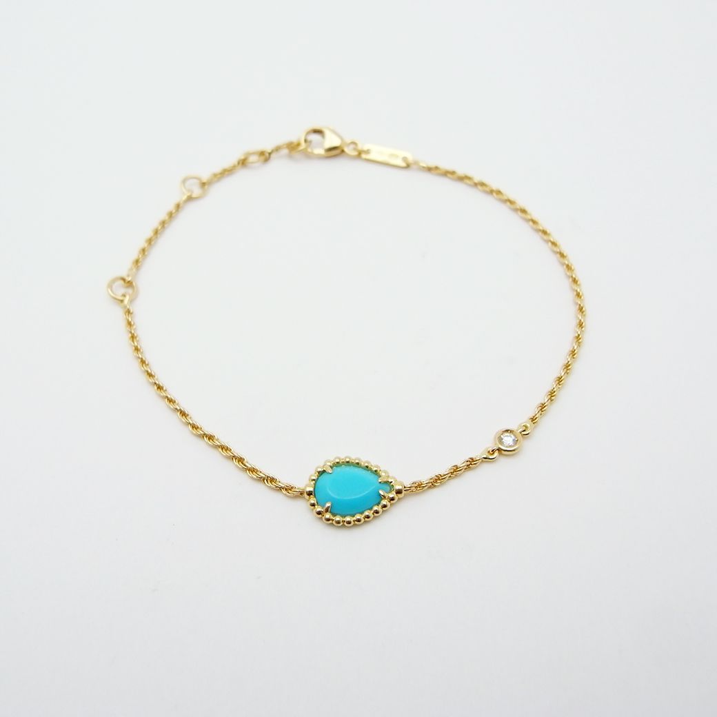 ブシュロン セルパンボエム ブレスレット エクストラスモール ターコイズ ダイヤモンド 17.5 cm 750 YG Aランク