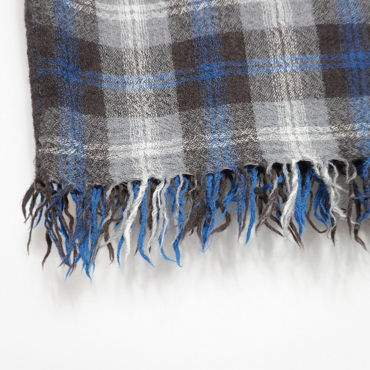 美品 Y's ワイズ 大判 ストール ウール チェック柄 YOHJI YAMAMOTO