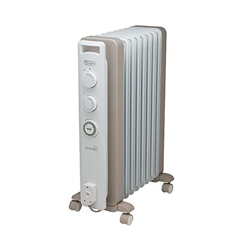 De Longhi デロンギ オイルヒーター ヴェルティカルド WH 電気ヒーター ゼロ風暖房 静音 乾燥しにくい 表面温度約80℃ 燃料補充不要 安全プラグ 8 10畳 カモミールホワイト デロンギファミリー登録で5年保証p