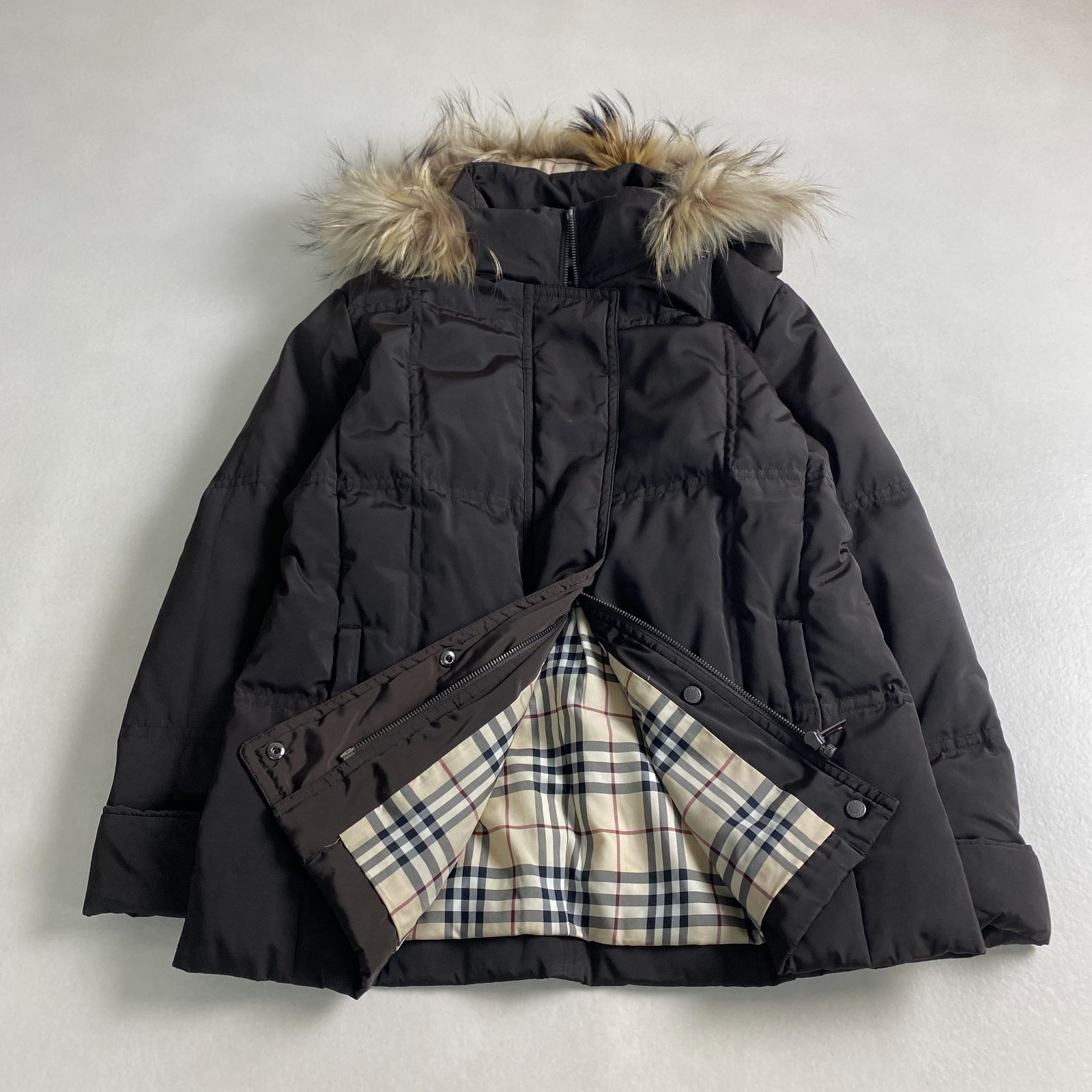 バーバリーロンドン ダウンジャケット 3way ノバチェック ファー