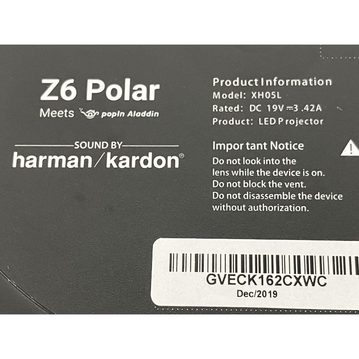 Aladdin X Z6 Polar Meets popin Aladdin プロジェクター XH05L ポップ