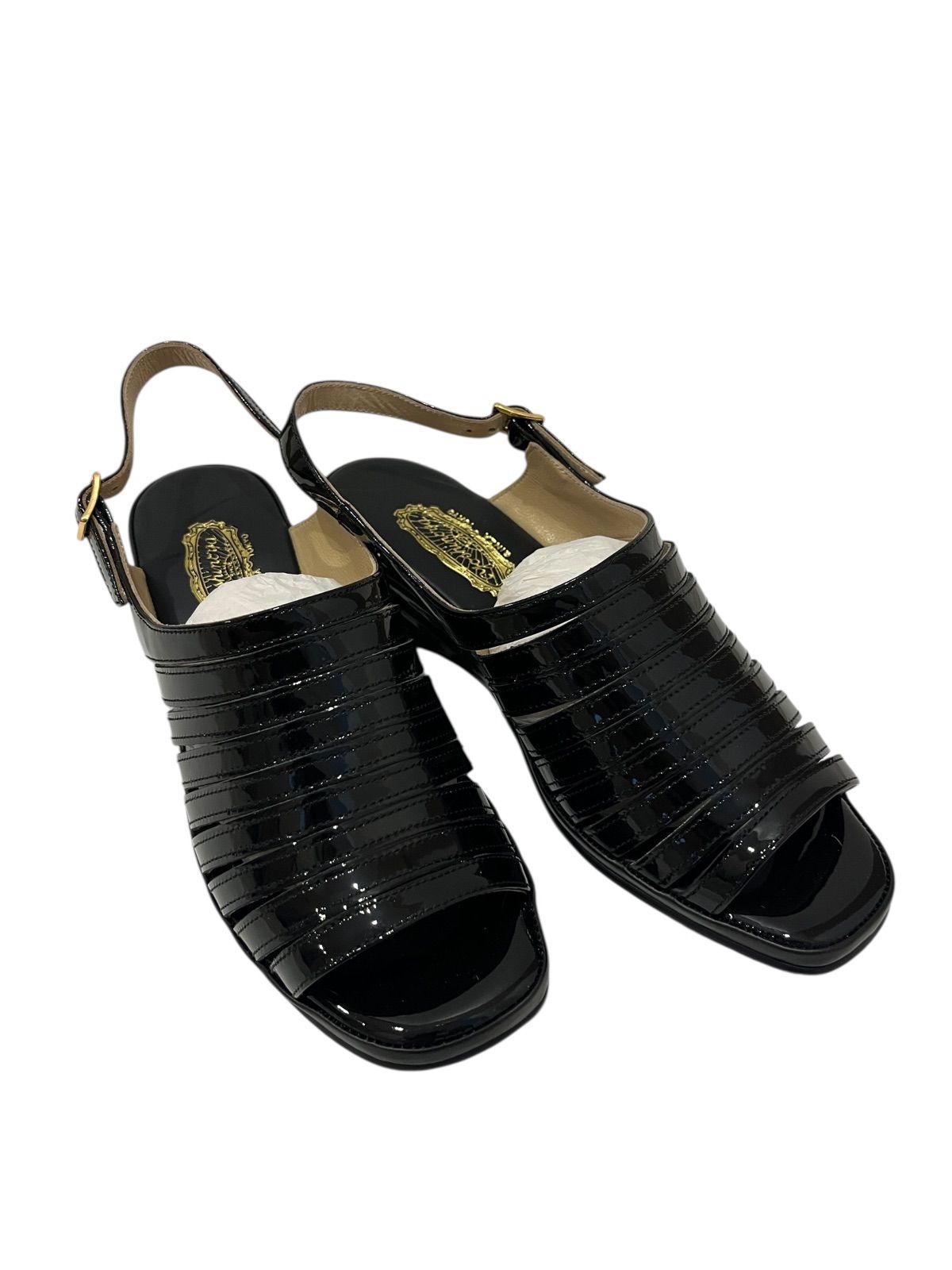 Z1616【美品】yoshinoya 銀座ヨシノヤ サンダル エナメル バック