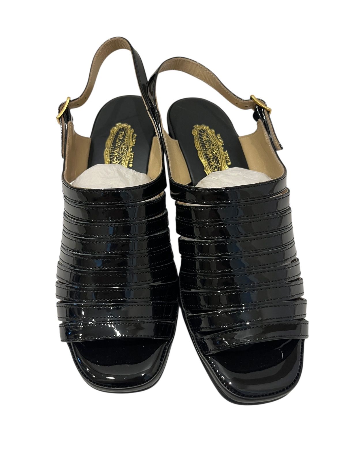 Z1616【美品】yoshinoya 銀座ヨシノヤ サンダル エナメル バック