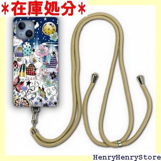 ス ScoLar デザイン iPhone 14 ケース スマホショルダー アイフォン14 スマホケース ショルダーストラップ ショルダーケース スマホストラップ カバー スマホカバー フクロウ チョウ メルヘンな夜空と街 917