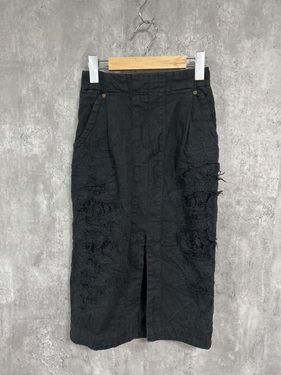 mame kurogouchi ダメージ デニム タイト スカート sizeS 黒 レディース