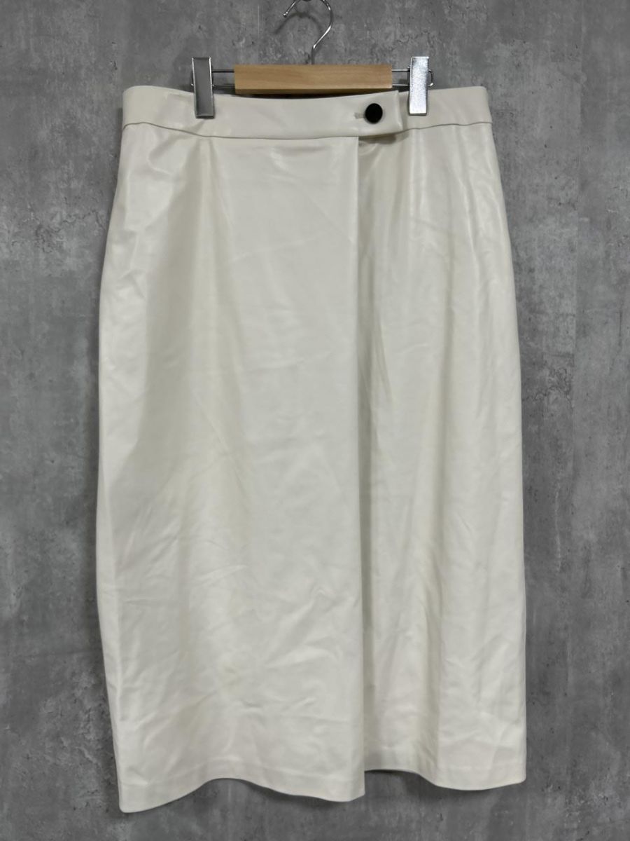 iCB レザー カジュアル ロング フ スカート size 48 白 レディース