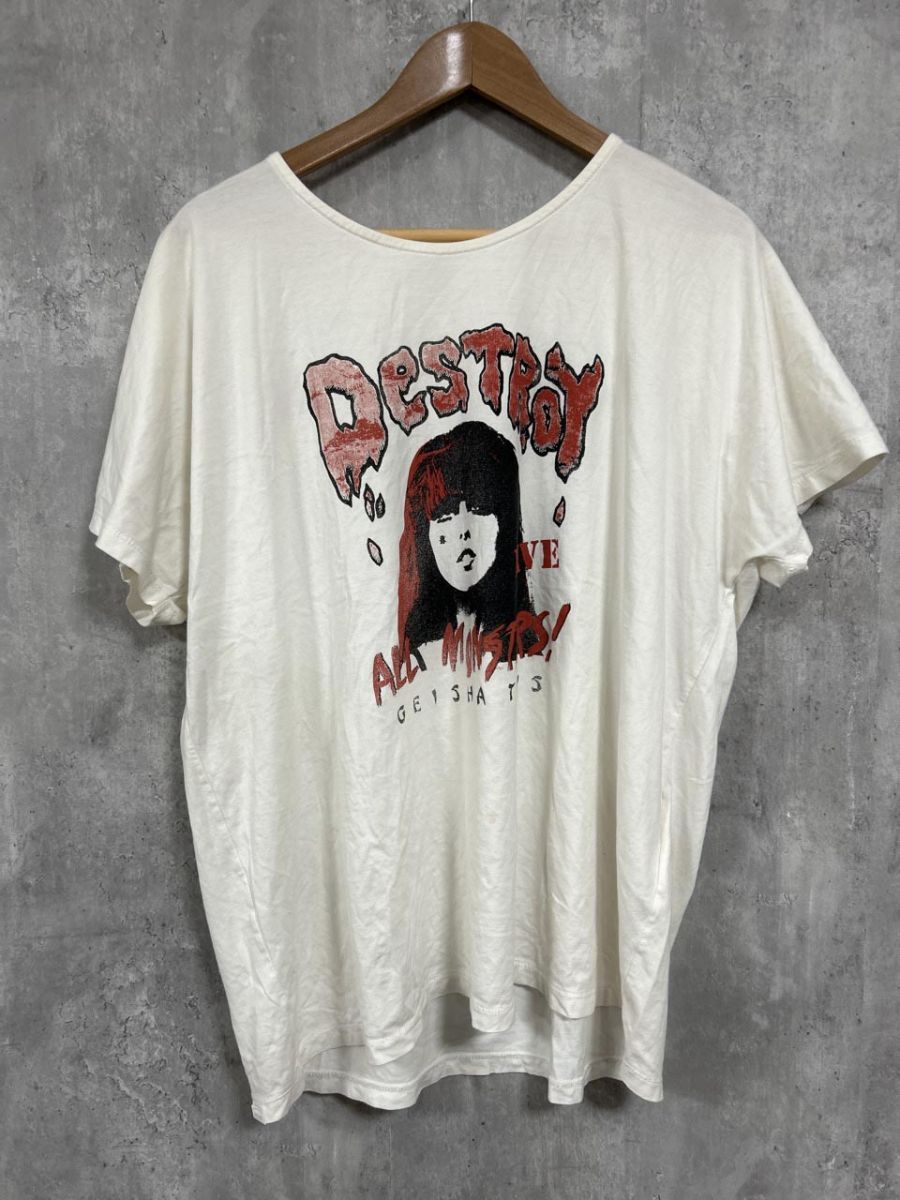 HYSTERICS ヒステリック プリント 編み込み Tシャツ sizeF 白 レディース