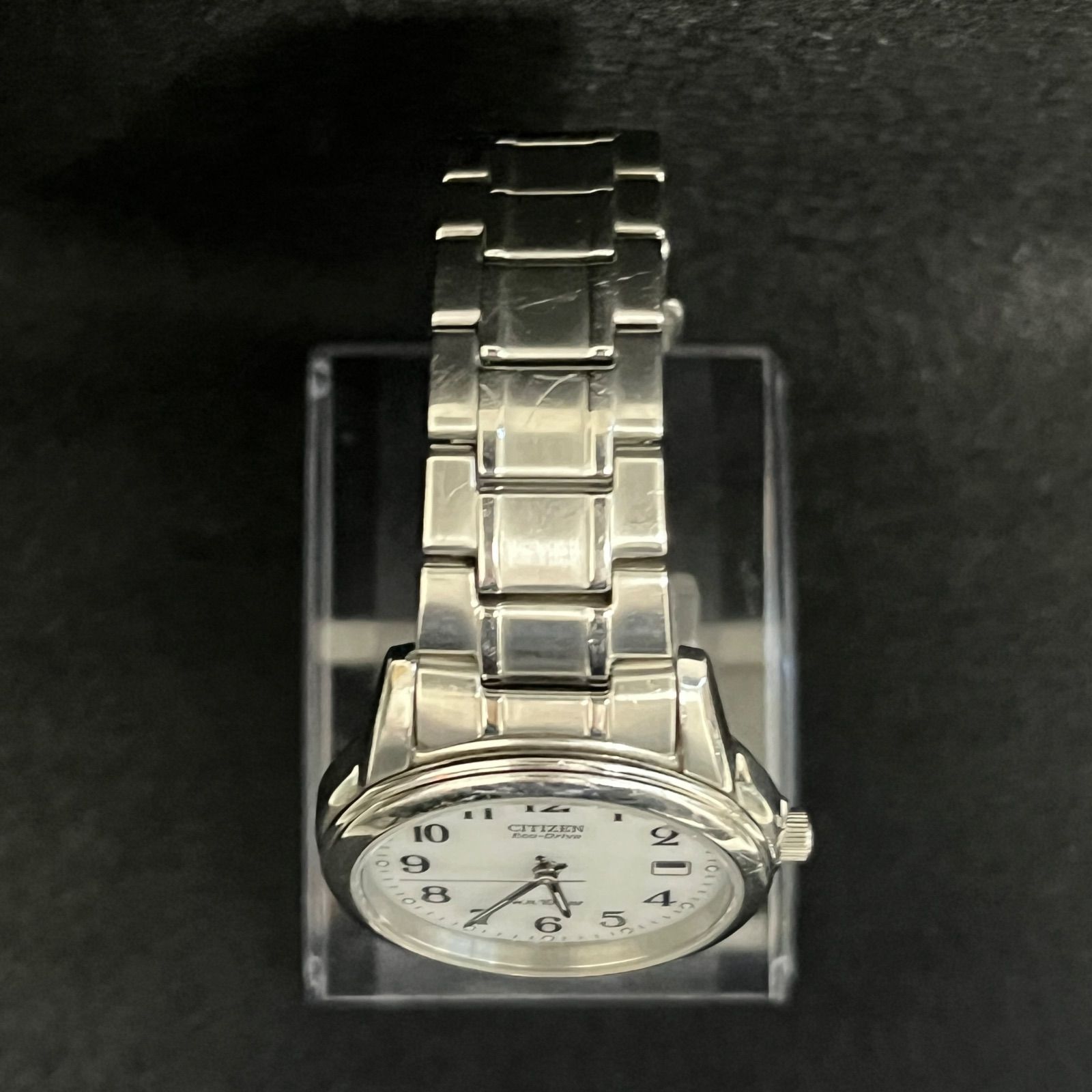 稼働品】 CITIZEN 腕時計 エコドライブ ソーラー デイト シルバー 純正