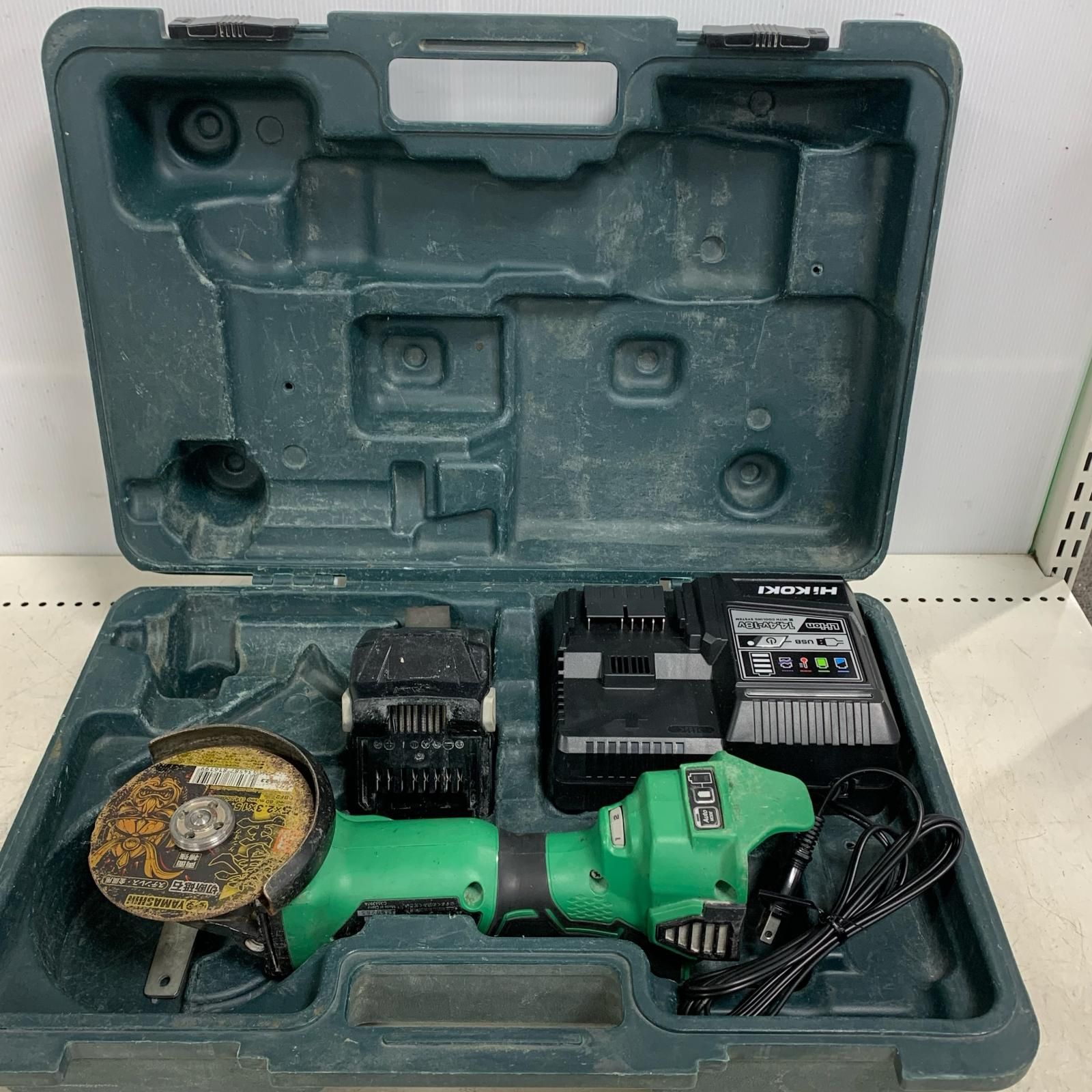 ♭♭HiKOKI ハイコーキ 18 V コードレスディスクグラインダー 充電器 充電池 ケース付