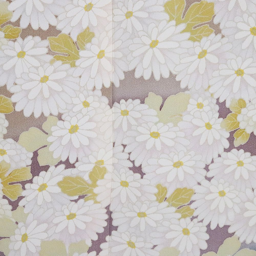 本加賀友禅 鶴見保次氏作 色留袖 袷 正絹 薄グレー 暈し 手描き友禅 菊