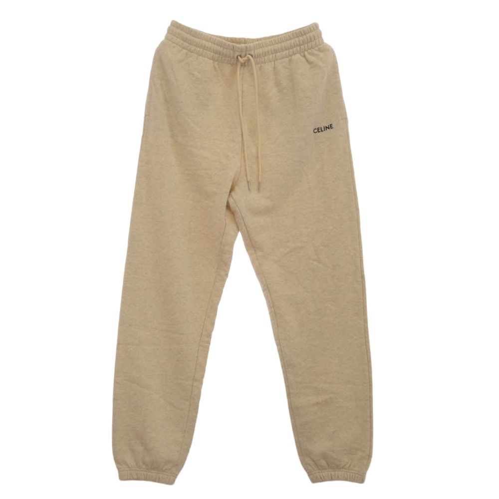 CELINE セリーヌ ロゴプリント コットンフリース スウェット ジョガーパンツ トラックパンツ オフホワイト系 L 上