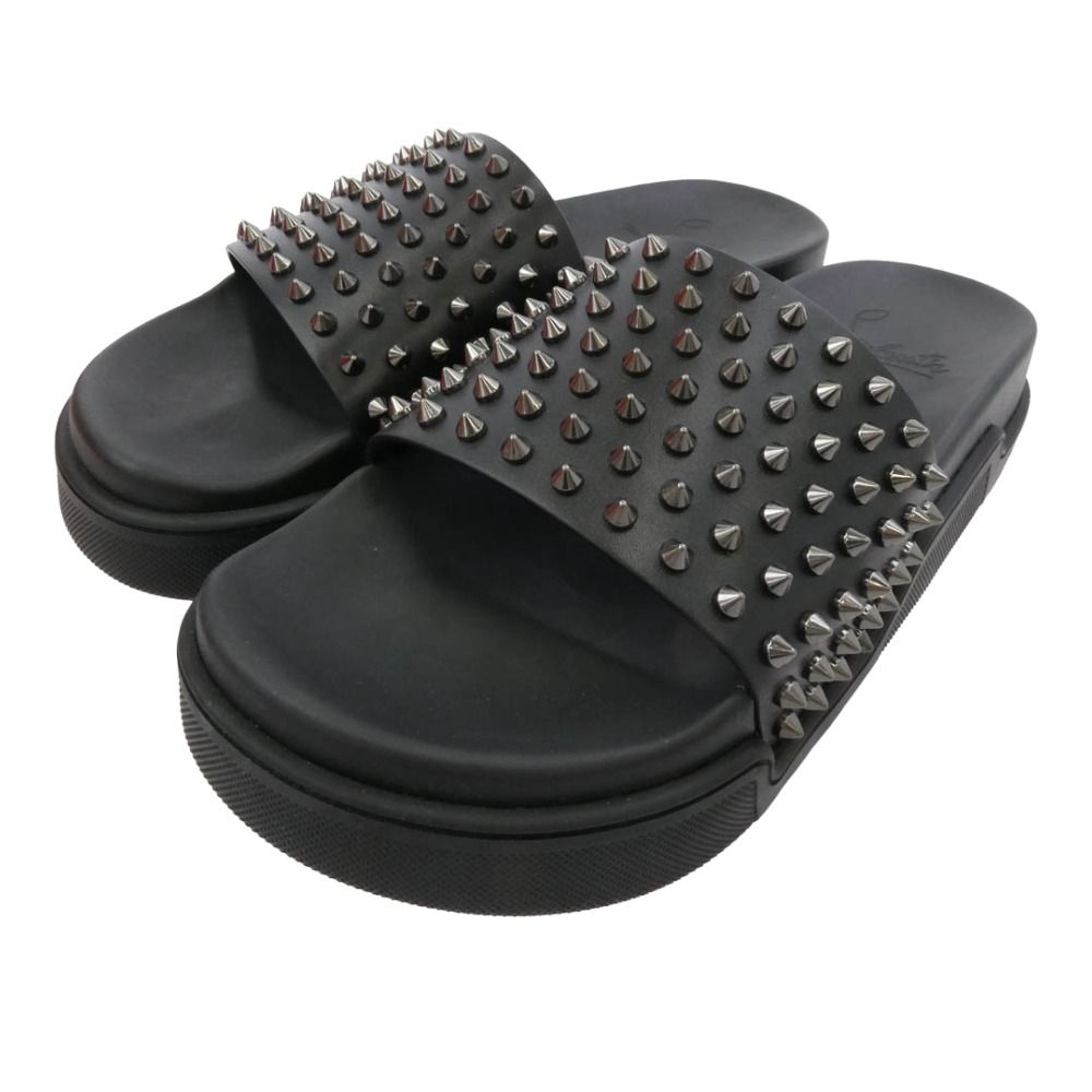 Christian Louboutin クリスチャンルブタン 1201293 POOL FUN FLAT スパイクスタッズ スポーツ スライドサンダル ブラック系 42 5