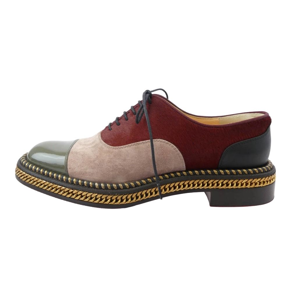 Christian Louboutin クリスチャンルブタン DECHANE 異素材切替 スエード ハラコ オックスフォード レースアップ シューズ 35.5
