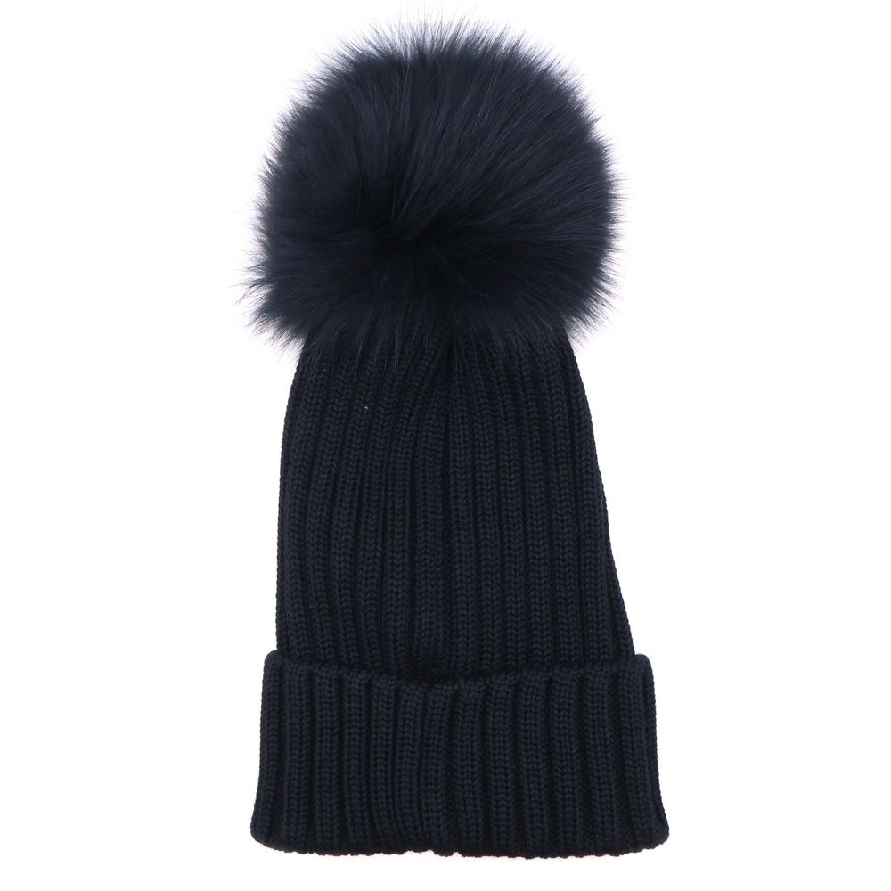 MONCLER モンクレール 21 AW ウール ボンボン付き ニット帽 帽子 ブラック A 9327