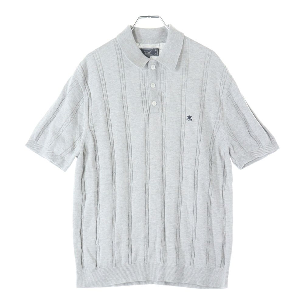 KITH キス 25 SS Tilden Polo チルデン ロゴ刺繍 半袖ニットポロシャツ グレー 071 060 0029 2 0