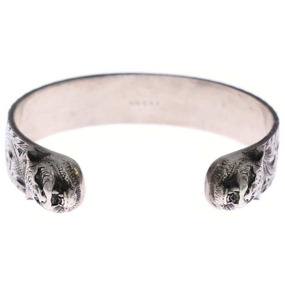 GUCCI グッチ キャットヘッド エイジングフィニッシュ インターロッキングG アラベスクパターン カフバングル ブレスレット シルバー 432258 J 8400 0811