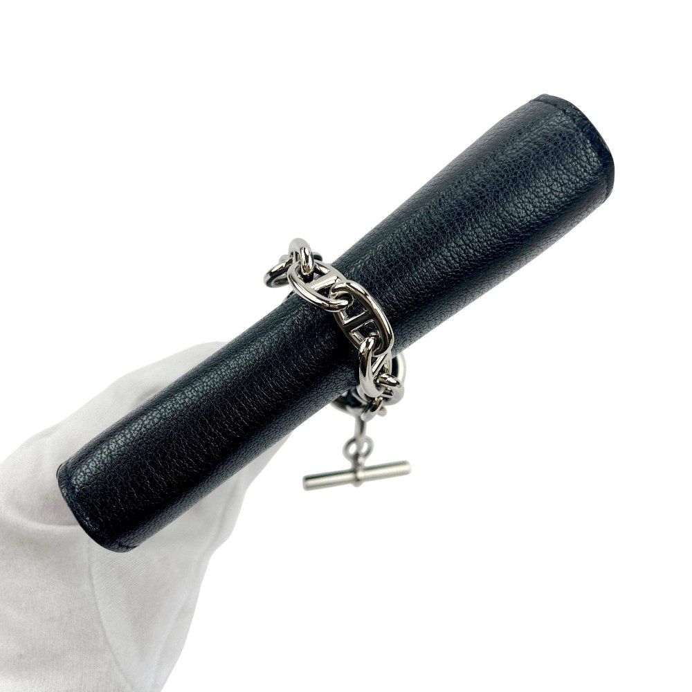  新同 エルメス シェーヌダンクル コンパクト ウォレット 二つ折り 財布 ショルダー シェーブル ノワール W刻 箱 485428 11 折り財布 小物