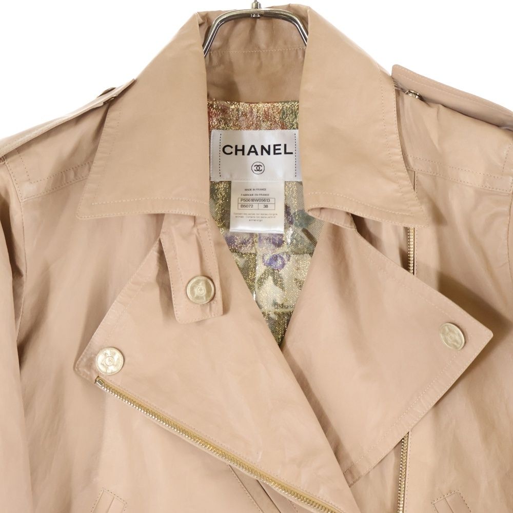 CHANEL (シャネル) ココマークボタン裏地花柄 ラムスキンダブル