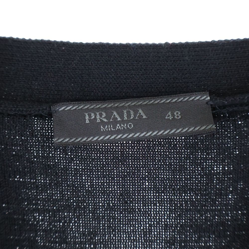 【極美品】PRADA プラダ ナイロン ウール切替 カーディガン 46 黒 PRADA (プラダ) ナイロン切り替え ウールカーディガン ブラック SMC381