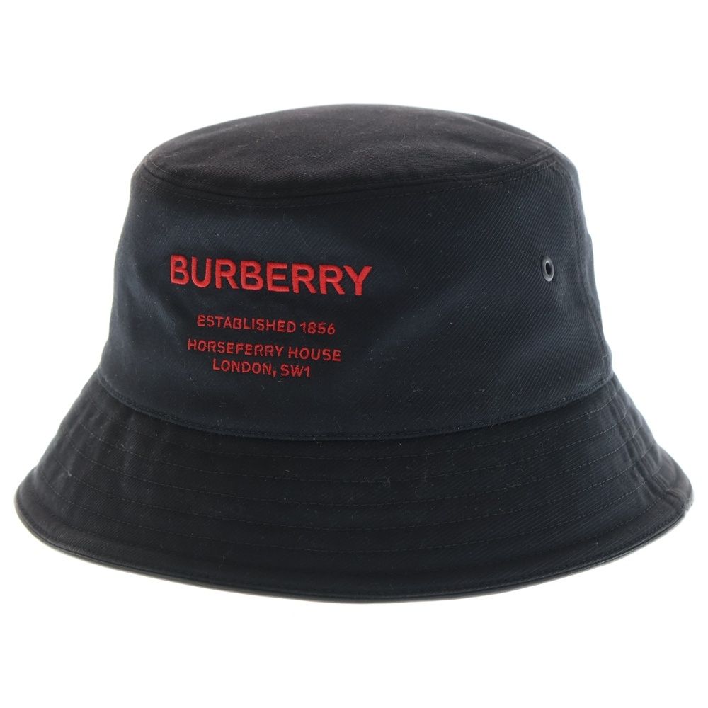 バーバリー ホースフェリーモチーフ フロント刺繍ロゴ バケットハット 帽子 ブラック 8053474