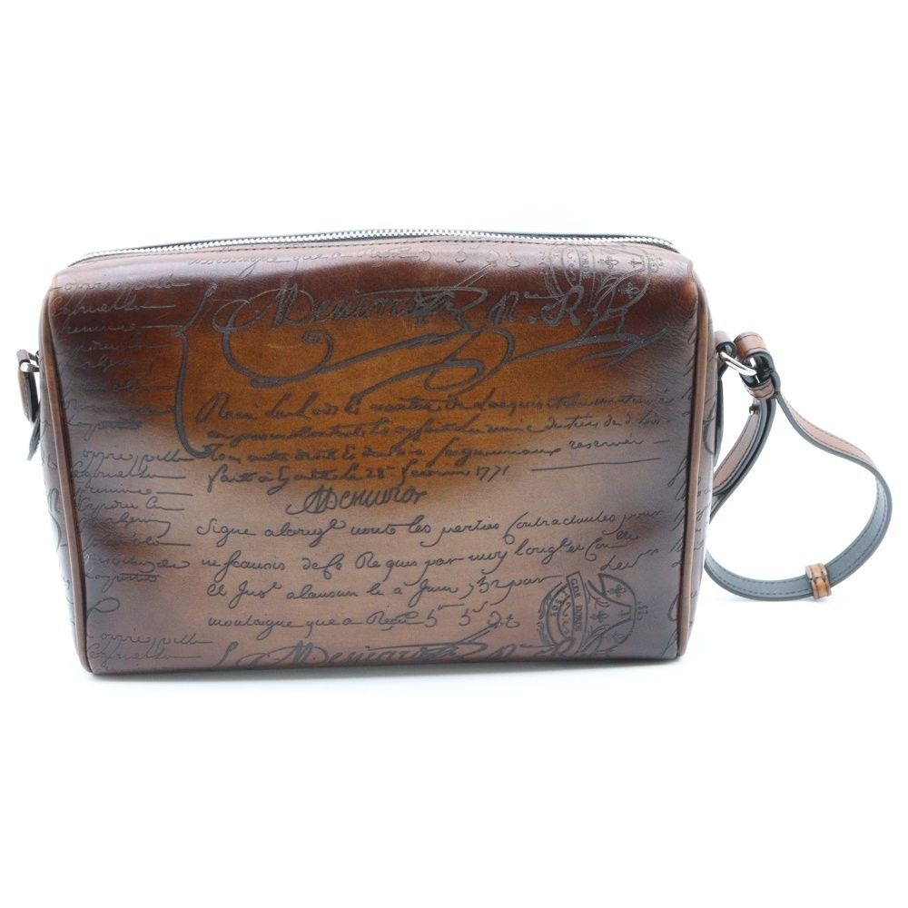 Berluti ベルルッティ ローズウッド スクリットレザー ポーチ クラッチバッグ ブラウン レザー