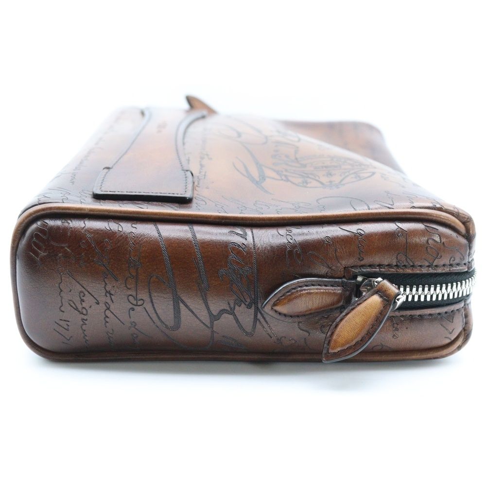  Berluti ベルルッティ ローズウッド スクリットレザー ポーチ クラッチバッグ ブラウン レザー クラッチバッグ バッグ