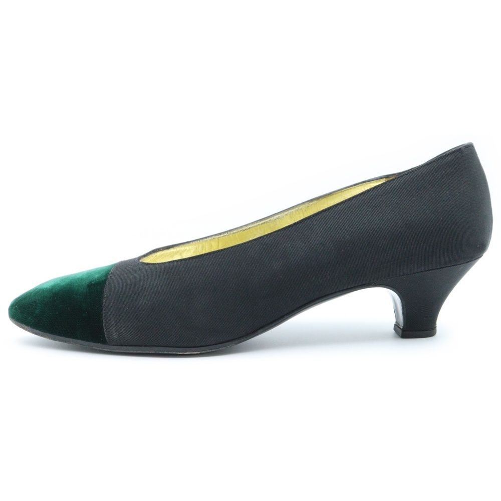 CHANEL (シャネル) ベロア ベルベット 切り替え サテン ヒール