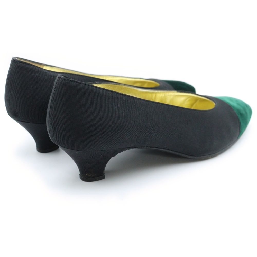 CHANEL (シャネル) ベロア ベルベット 切り替え サテン ヒール