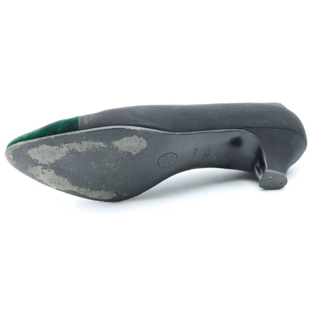 CHANEL (シャネル) ベロア ベルベット 切り替え サテン ヒール